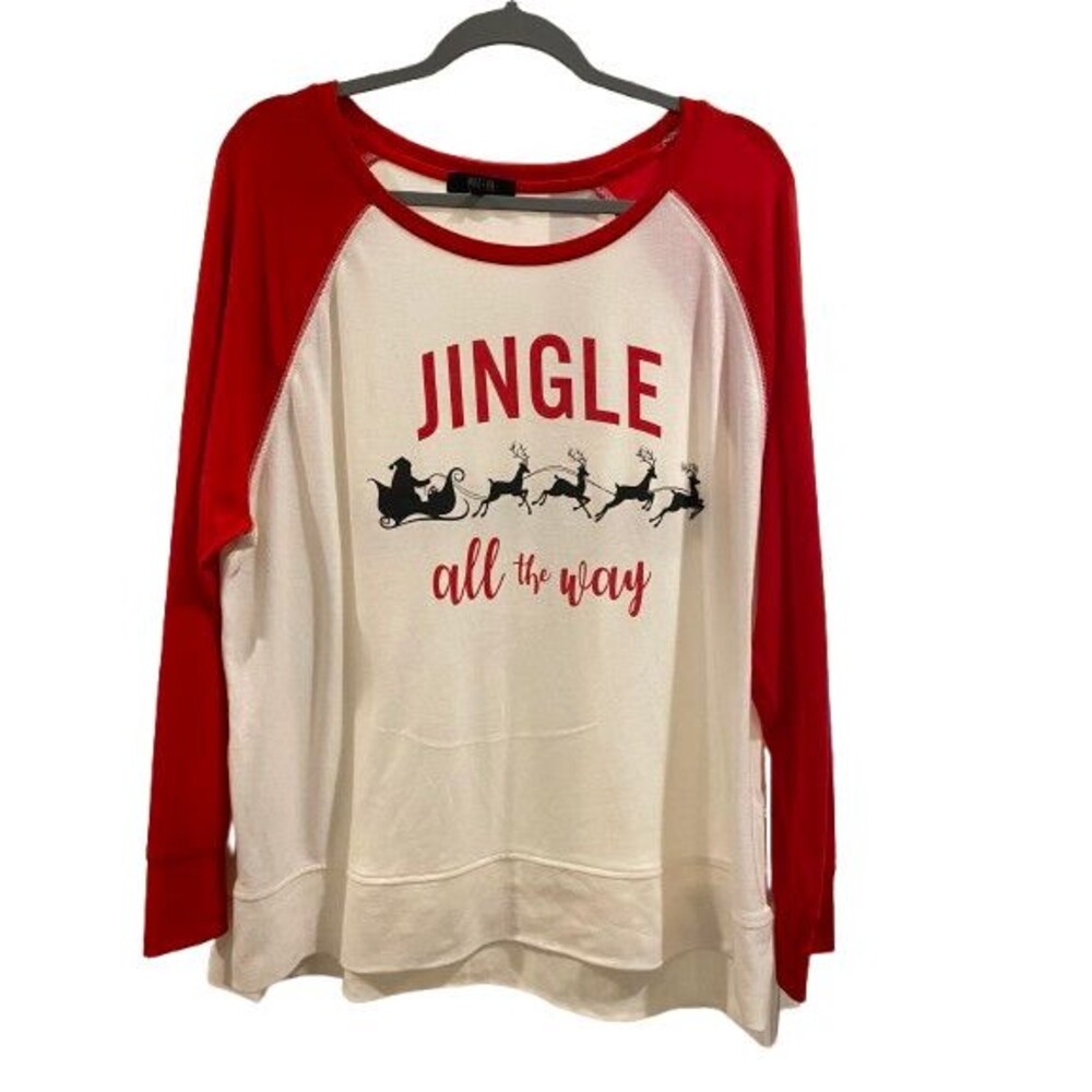 Women's XXL T-Shirt Long Sleeve Crew neck Jingle All the Way Modern Canvas